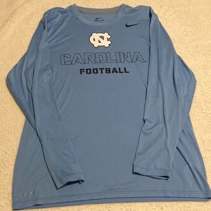 Nike NFL DriFit North Carolina University Football Tar Heels blue shirt Size XL